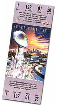 Super Bowl XXVI Ticket